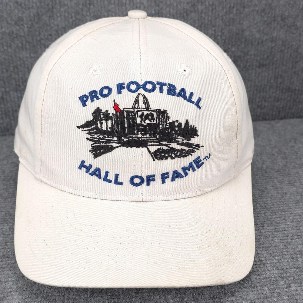 VINTAGE Football Hall of Fame Hat Cap Snap Back Logo 7 White NFL Canton Ohio